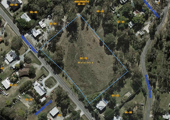 Aerial view of Schneider Road Reserve which is a large parcel of land between Nerang Street and Schneider Street.