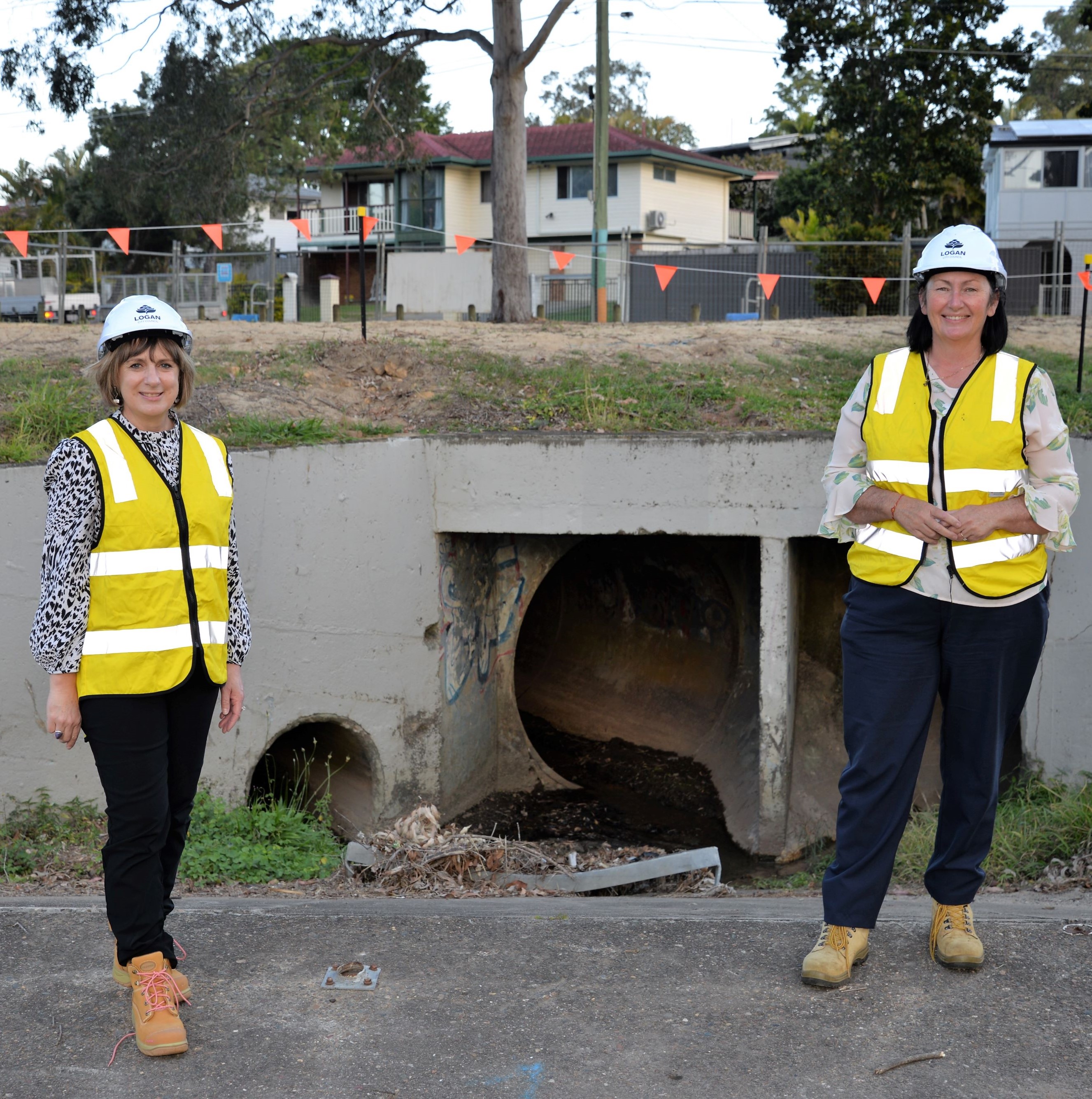 Division 1 Councillor Lisa Bradley and Infrastructure Chair Councillor Teresa Lane at Woodlands Park