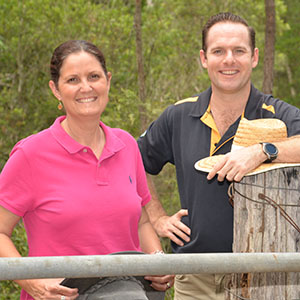 An image of City of Logan Councillors Natalie Willcocks and Jon Raven  at the gate of the new koala conservation reserve in Greenbank.