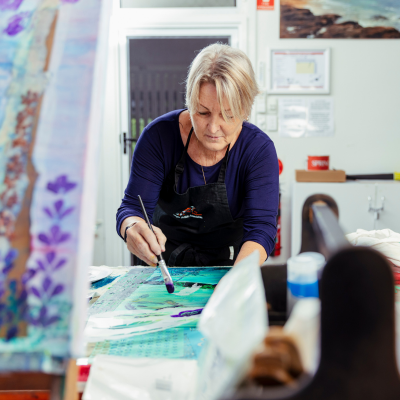 A woman painting