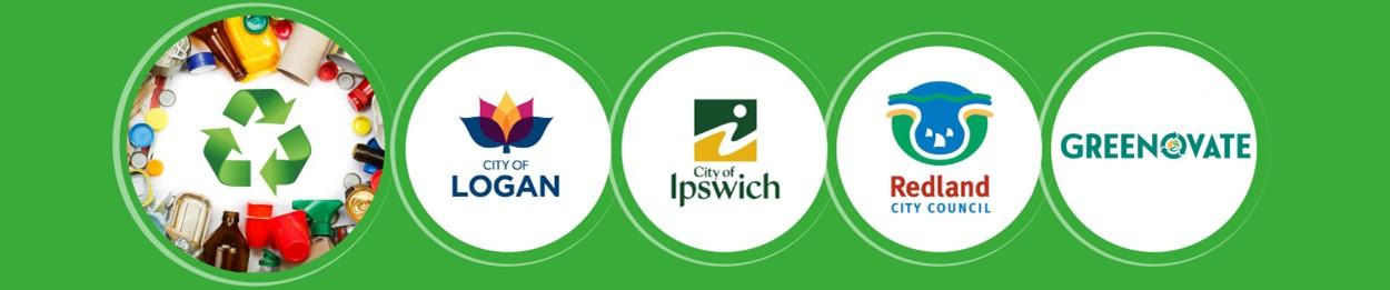 Logan City Council logo, City of Ipswich logo, Redland City Council logo and Greenovate logo