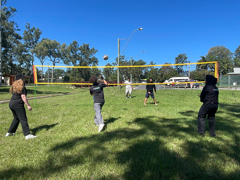 A game of volleyball with the community at Youth Shine 2024